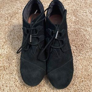 Toms Black Ankle Wedge Booties